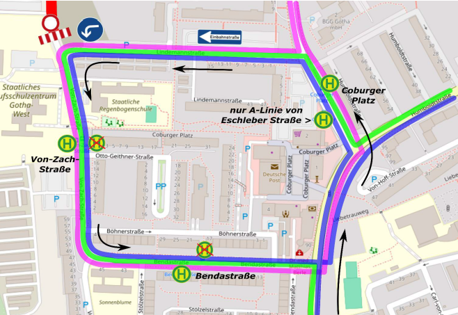 Geänderter Fahrtverlauf und Haltestellenbedienung der C-Linie vom 17.08.26 bis 04.09.26